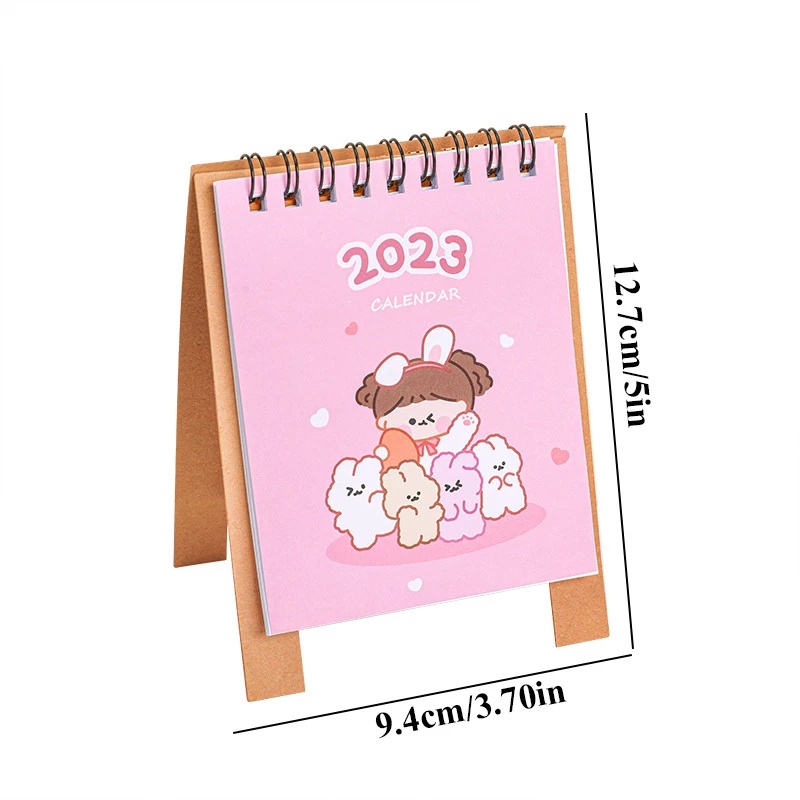 2023 Kalender Meja Mini Motif Kartun Kucing / Beruang Lucu Untuk Dekorasi Meja Sekolah