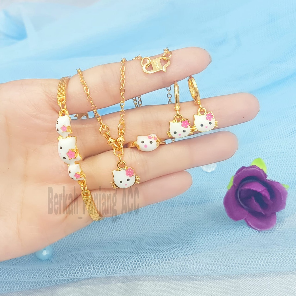 SET ANAK KITTY CAT KEPALA perhiasan super berkelas fashion korea anti karat dan anti luntur