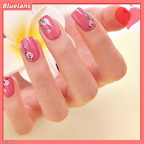 [Bayar Di Tempat][bluelans]30 Lembar Stiker Kuku Motif Bunga / Hati / Pita 3D untuk Manicure