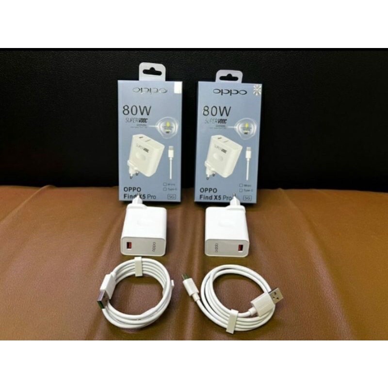 Charger OPPO FIND X5 PRO Travel Charger 80W Super Vooc Fast Charging Type C &amp; Micro Usb