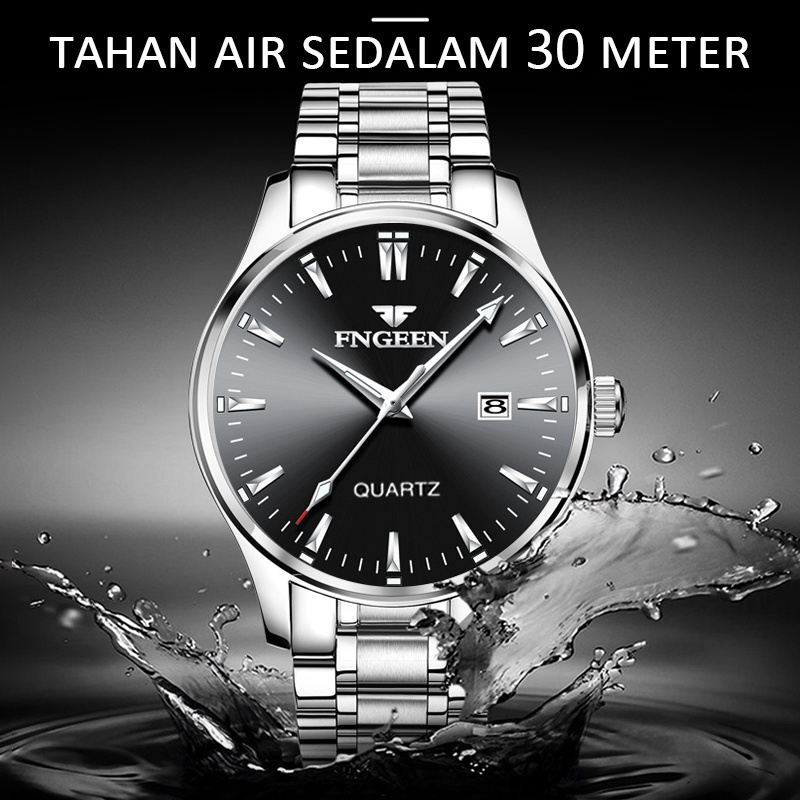 FNGEEN 2111 Jam Tangan Pria Original Anti Air Luxury Stainless Steel Fashion Quartz Watch Terbaru