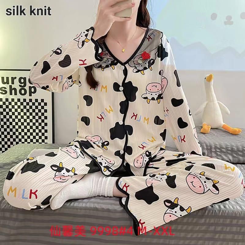 BAJU TIDUR PIYAMA WANITA STELAN PP KAOS SILK KNIT IMPORT