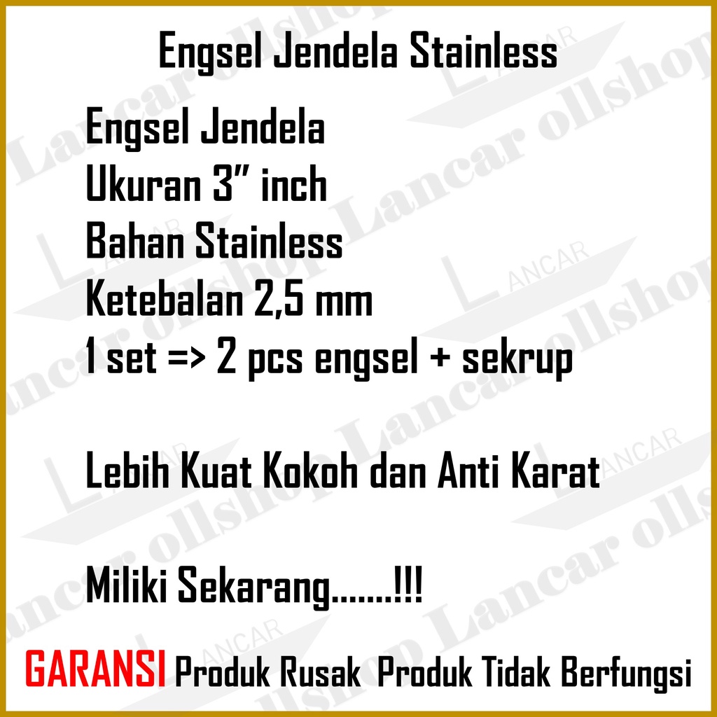 Engsel pintu stainless 3 inch / Engsel jendela