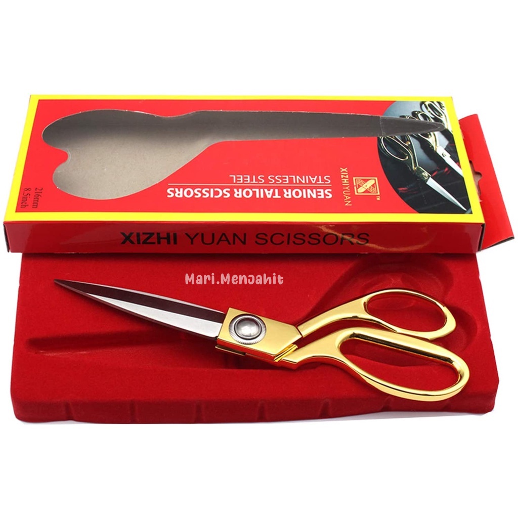 

Gunting Potong Bahan Kain Luxury Xi Zhi Yuan - Gagang Emas Gold 9.5 Inch Xizhiyuan Untuk Tailor