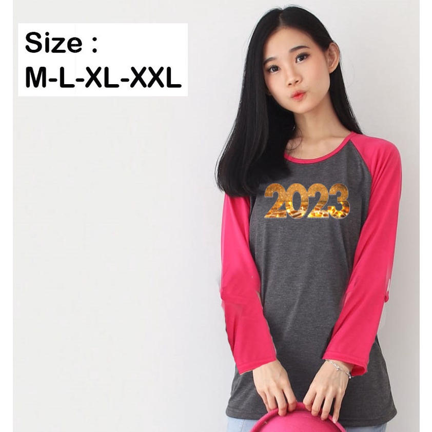 Kaos Raglan Panjang Abu Tua Bertuliskan 2023