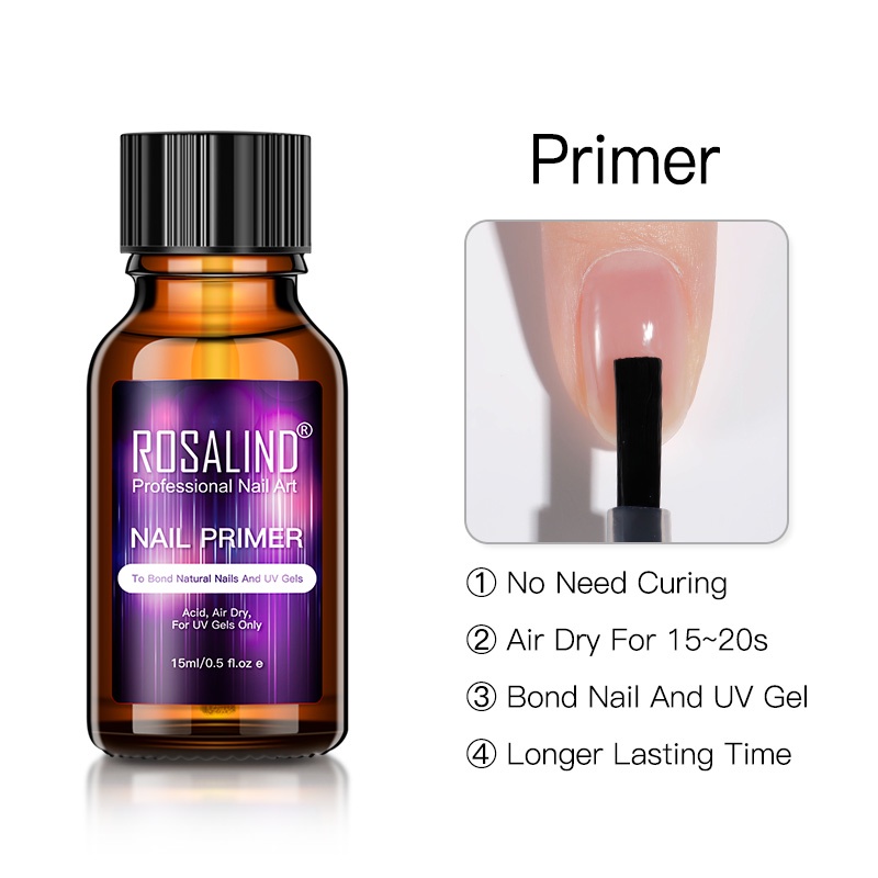 ROSALIND / ROSALIND Base Coat / Top Coat Nail Gel UV LED /Primer/ Dehidrator / PEEL OFF