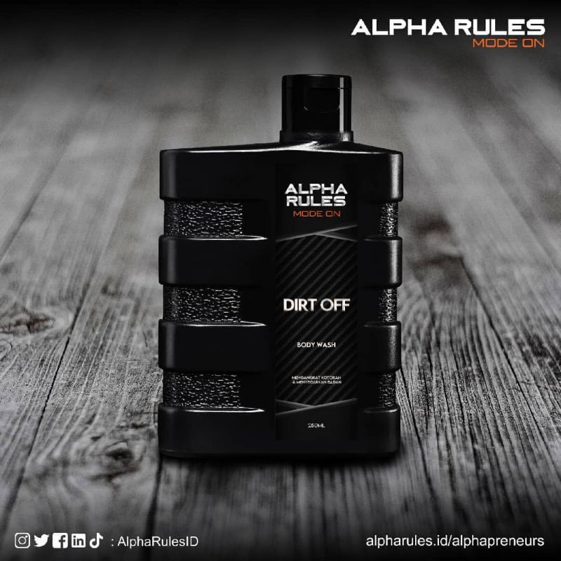 [Per Buah] ALPHA RULES Dirt Off Body Wash Pria 250ml