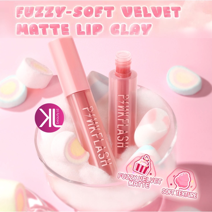 PINKFLASH L16 PinkSweetie Fuzzy-Soft Velvet Matte Lip Clay Lipstik Lip &amp; Cheek