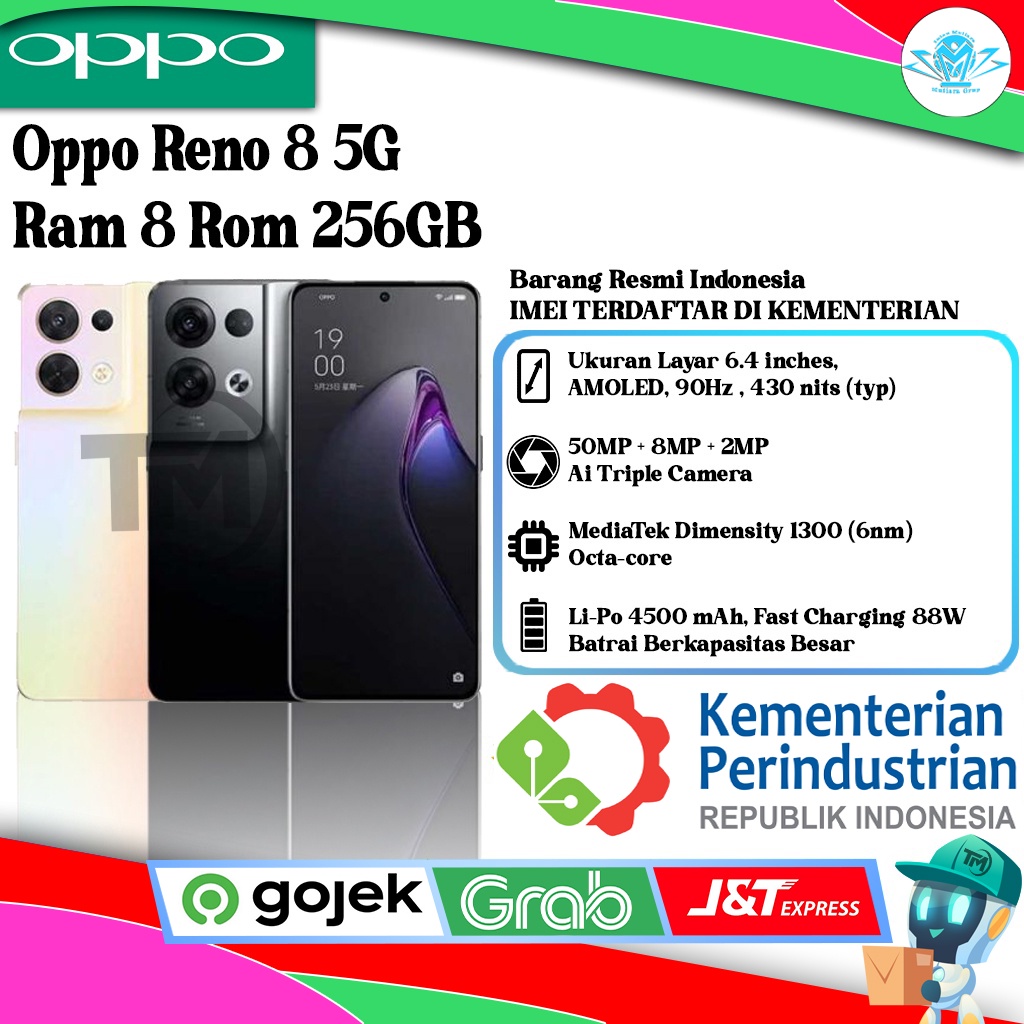 Oppo Reno 8 5G Ram 8/256GB | Ram 12/256GB Segel Original & Bergaransi Resmi