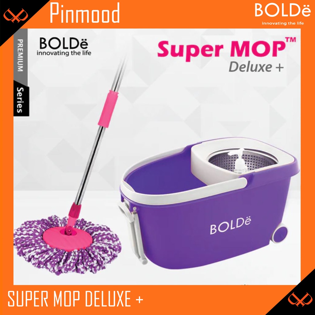 BOLDE SUPER MOP DELUXE + | ALAT PEL PEMBERSIH LANTAI DRAINASE PENARIK RODA STAINLESS PEMBUANGAN AIR BOTOL DETERGEN