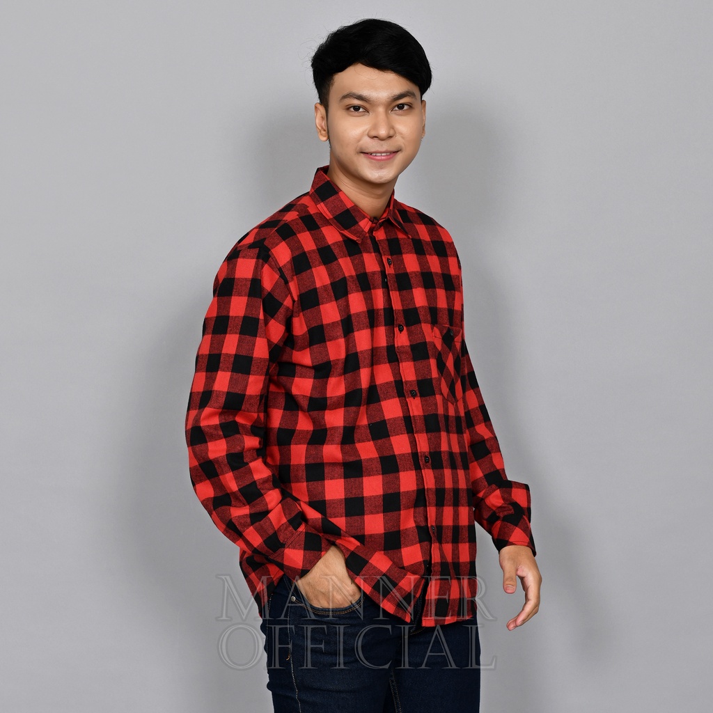 MANNER - Kemeja Flannel Pria Wanita Unisex Kemeja Formal Pria Baju Atasan Kemeja Kantor Casual Formal