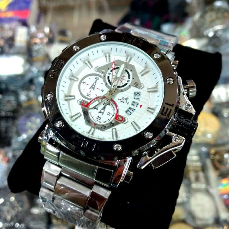 New Mirete Original ☑️ Jam Tangan Pria Tali Rantai Anti Air || Tanggal Hari Aktif || Free Box || Free Batrai Cadangan || Jam Tangan Pria Terlaris Dan Termurah Bayar di Tempat