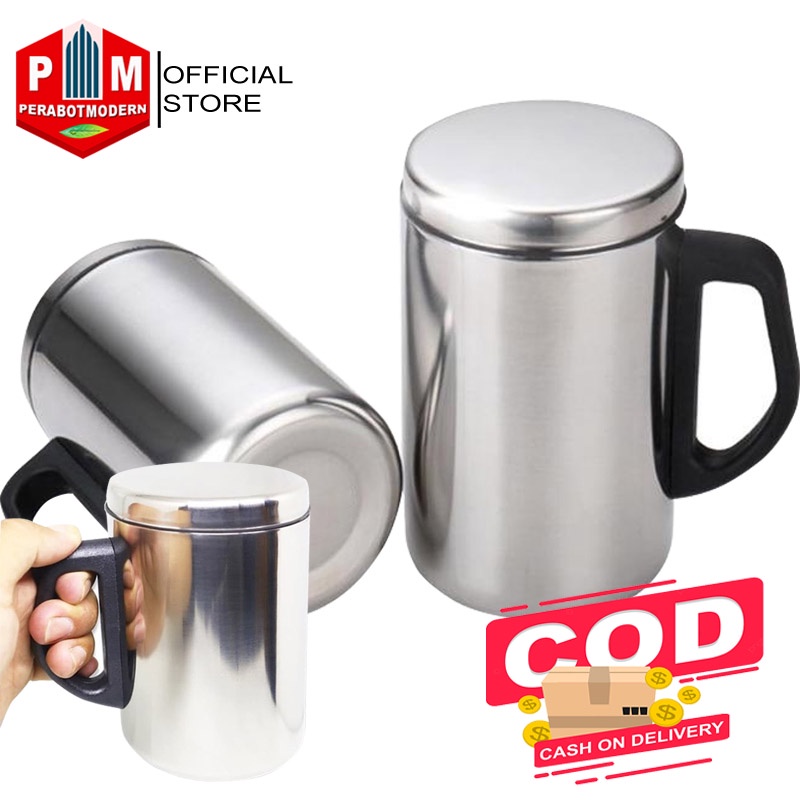 TERMOS MUG STAINLESS STEEL GELAS MUG 500ml FREE BUBLE / cangkir kopi teh susu tahan panas dingin es meja kerja nonton drakor ruang tamu kamar tidur ruang kerja memancing camping piknik