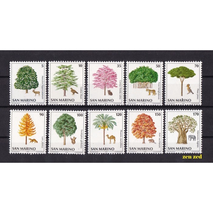 

0628 Perangko San Marino 1979 Environmental Protection - Trees 10v Mnh