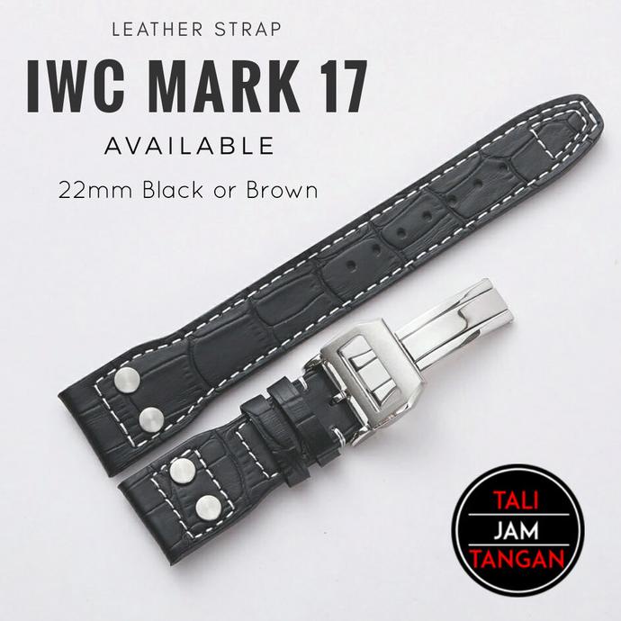[BISA COD] 22mm IWC Mark 17 Leather Strap Tali Jam Tangan Kulit Asli IWC - Cokelat Tua