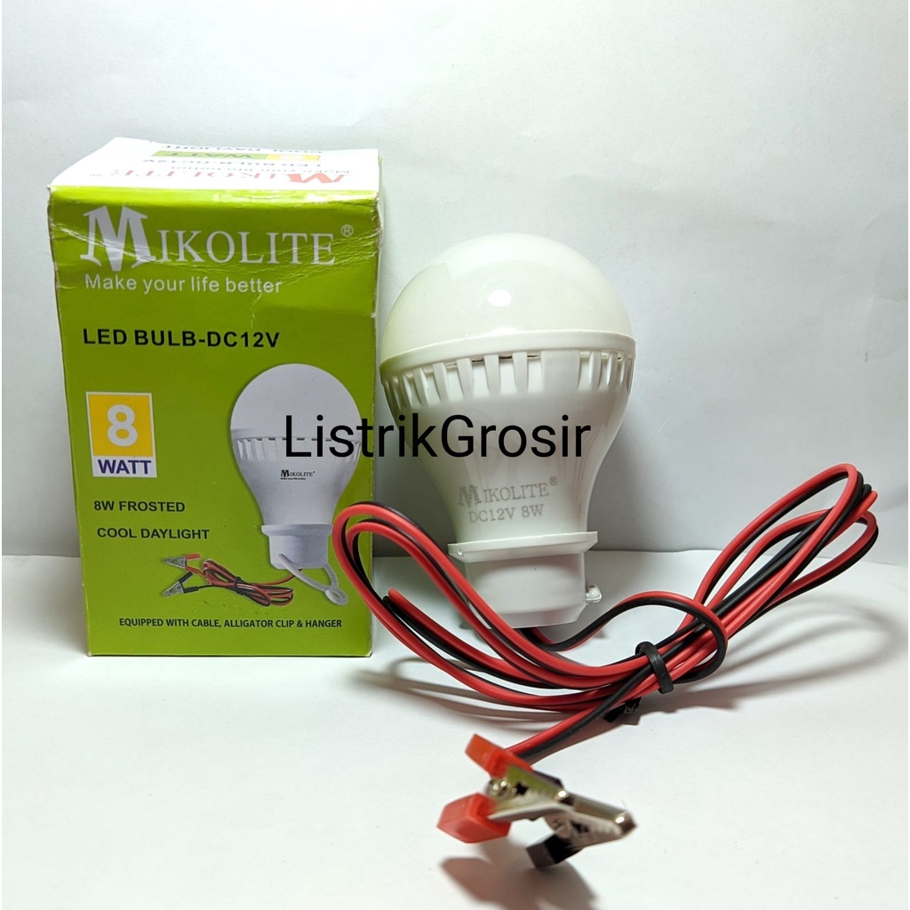 Lampu Darurat Bohlam Led DC 12v Aki Putih Mikolite 8w A Bulb 8 Watt