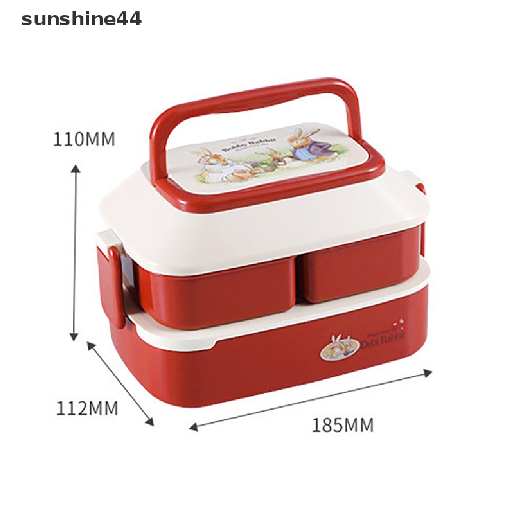 Sunshine Kotak Makan Bento Portable Bahan Plastik Untuk Anak Sekolah / Piknik