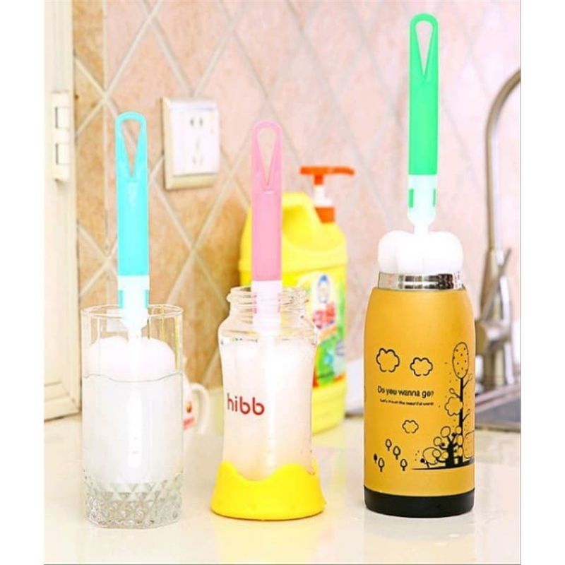 (BISA COD) Spons Tongkat Pembersih Botol Minum / Sikat Busa Pembersih Dot Susu Bayi / Tongkat Spons Sponge Pencuci