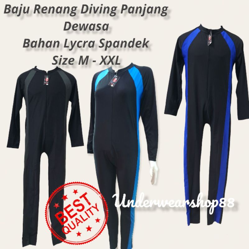 Baju Renang Diving Panjang Dewasa Unisex/Baju Renang Selam Panjang Dewasa Unisex/Diving Swimsuit Panjang/Bahan Lycra Spandek/Size M - XXL/Baju Renang Dewasa Unisex