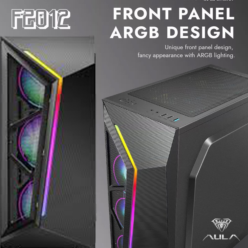 Casing PC Gaming AULA FZ012 ATX include 3 Fan RGB - Casing AULA FZ 012