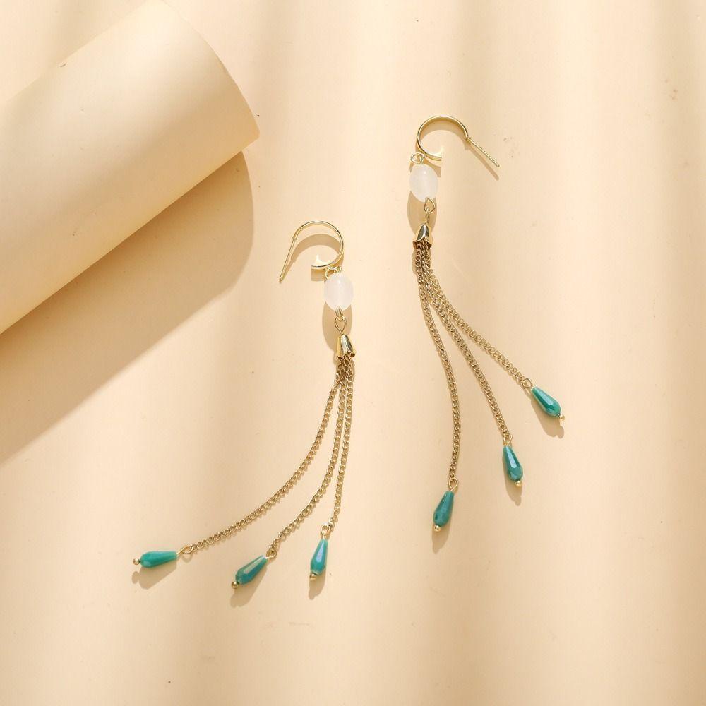 Mxbeauty Wanita Stud Anting Elegan Rantai Manis Pesta Perhiasan Hadiah Gaya Kuno Temperamen Drop Earrings