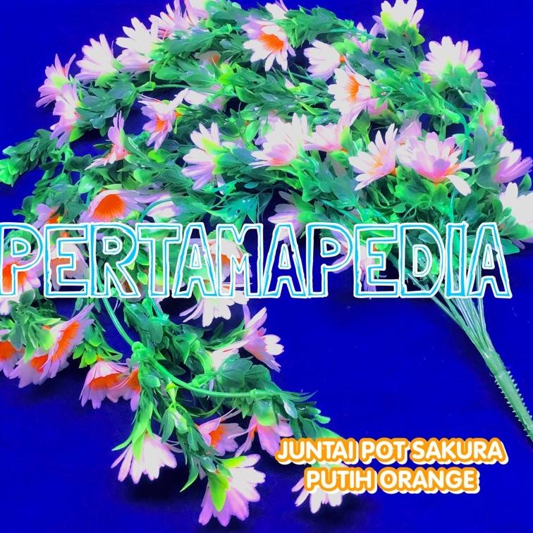 "CVE.31Oc22ᶻ" BUNGA MERAMBAT JUNTAI POT SAKURA/ Bunga Plastik/ Daun Rambat Plastik/ Rumput Plastik/ 