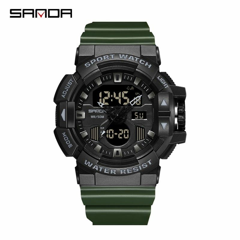 JAM TANGAN SANDA 3129 Jam Tangan Pria Wanita Digital Analog Tali Rubber Shockproof Anti Air