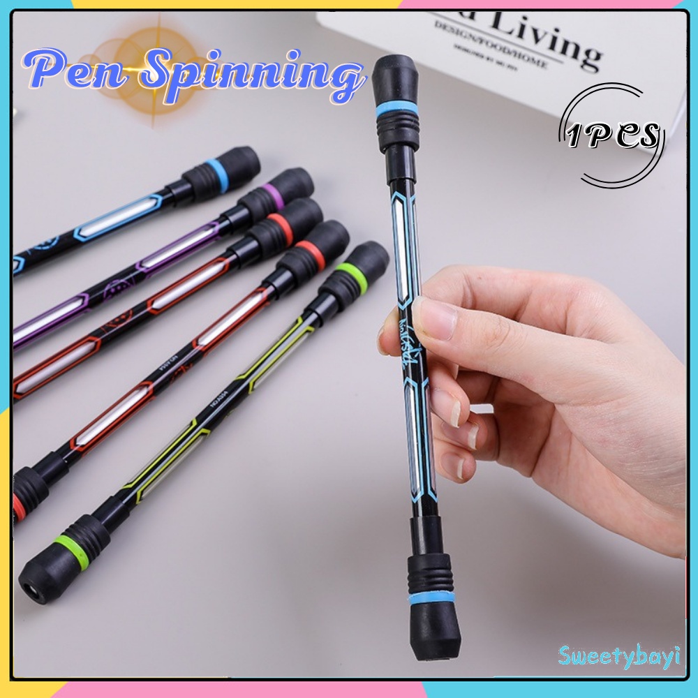 SweetyBayi Pen puter spinner toys Gel pen spining Pulpen putar spinner Bolpoin rotating anti slip anak