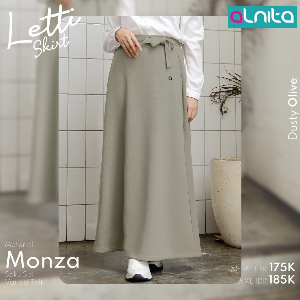 Alnita LETTI SKIRT Bahan Monza Bawahan Wanita Simpel Polos Koleksi Terbaru by Alnita bisa COD