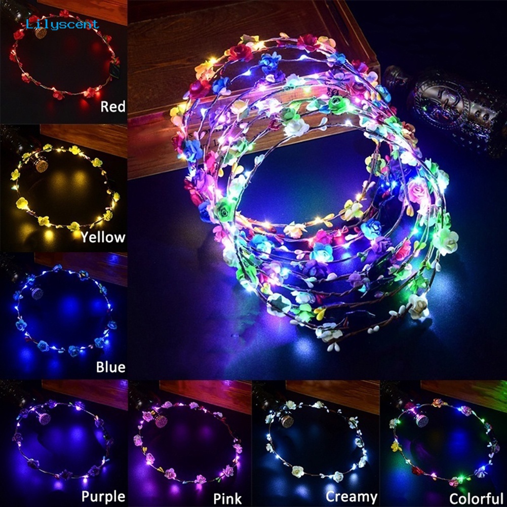 Headband Bentuk Karangan Bunga Dengan LED Untuk Wanita