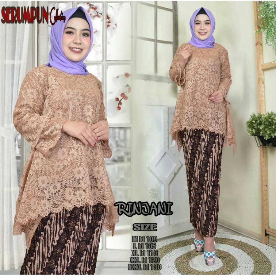 SETELAN KEBAYA RINJANI BROKAT MEWAH M-5XL/ PROMO KEBAYA TUNIK /ATASAN RINJANI  BRUKAT/BRUKAT BIG SIZ