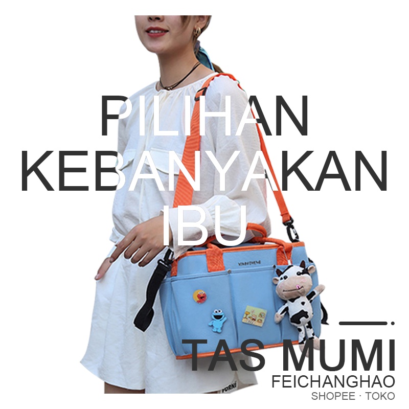 Tas Popok Tote Tas Tahan Air untuk Ibu dengan Kait Kereta Dorong Tali bahu yang dapat disesuaikan Beberapa Kantong untuk Anak Laki-laki Perempuan