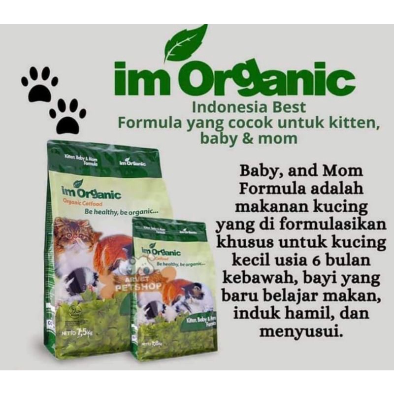 Grab/Go-Jek Im Organic Kitten Baby &amp; Mom 7,5kg / Makanan Kucing Im Organik Kitten Baby And Mom 7,5kg