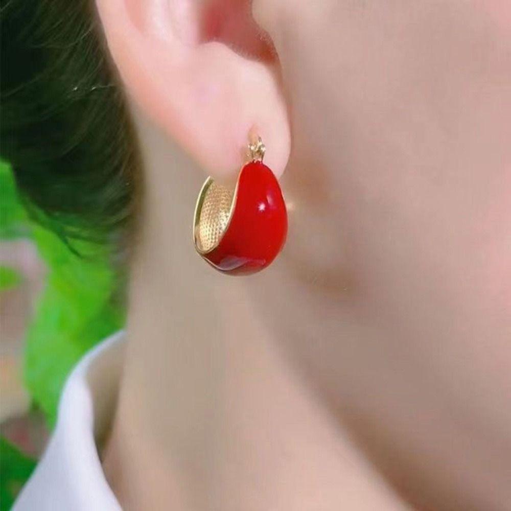 MXBEAUTY Drop Glaze Earrings Trendy Elegan Untuk Gadis Hadiah Pesta For Woman Anting Gaya Korea Unik