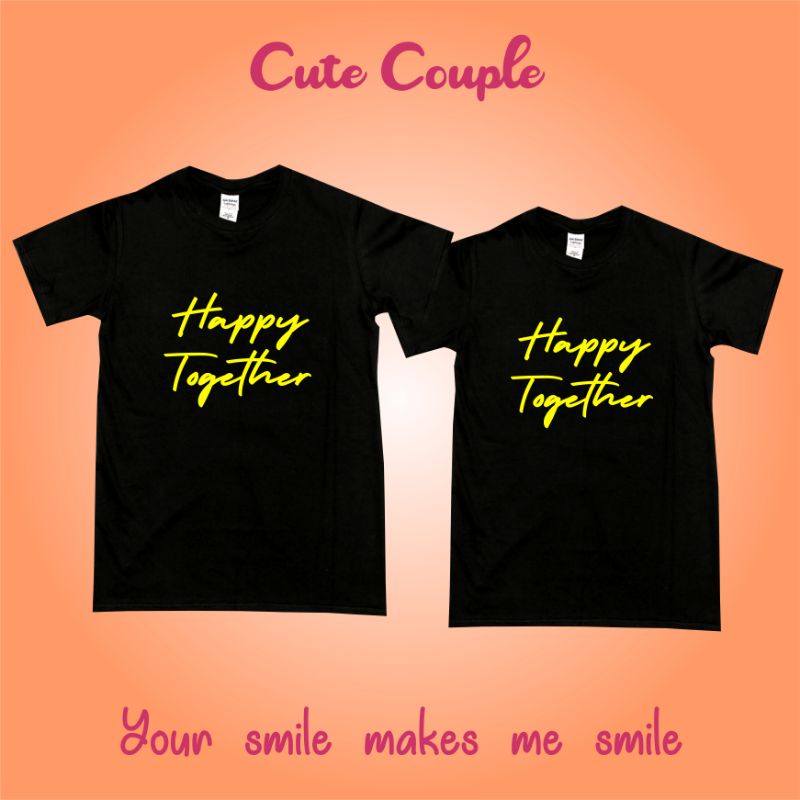 Kaos Couple Pasangan Kapelan Lengan Panjang Dan Pendek Happy Together
