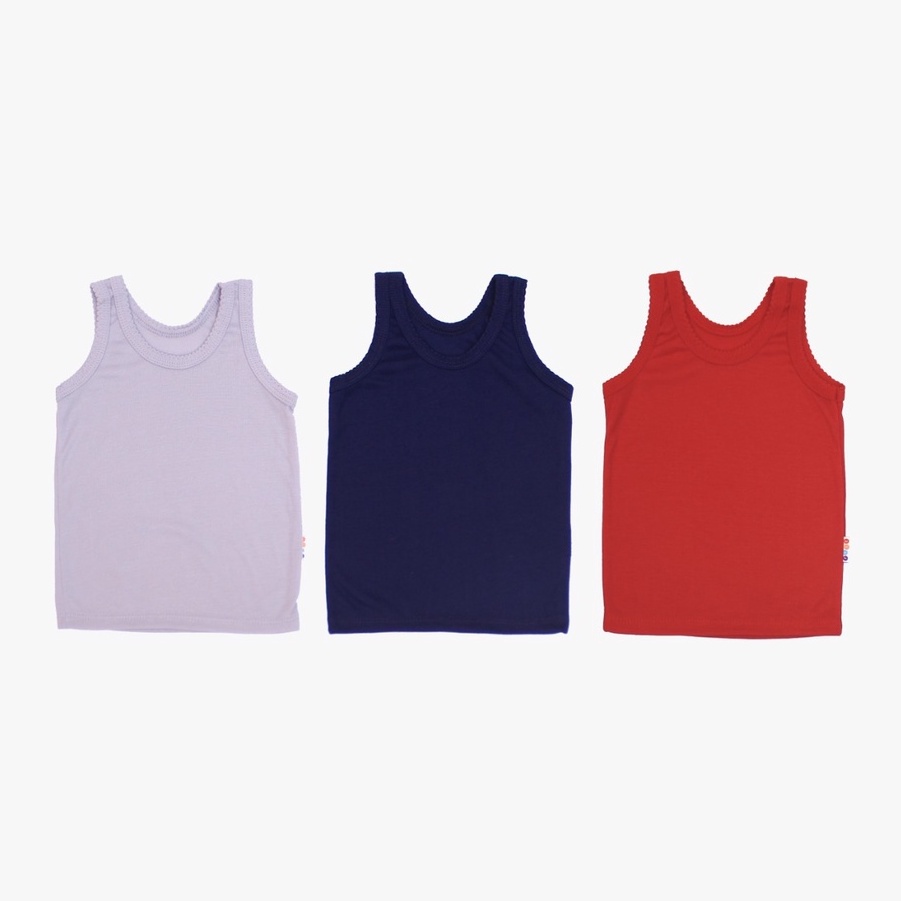 Singlet Bayi Rene 3 Pcs Kaos Dalam Anak Warna Polos Tua 0-6 Bulan - NIA Singlet