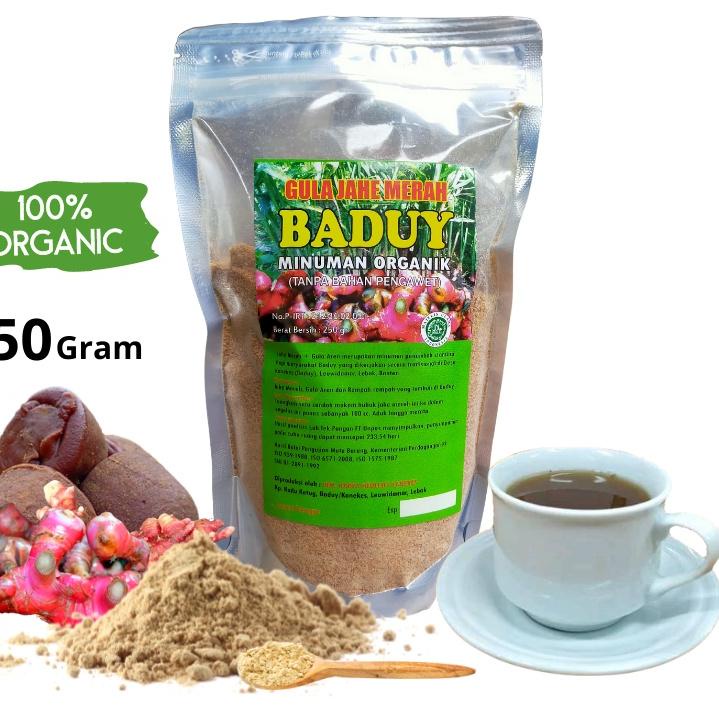 

Dijual--Gula Jahe Merah Baduy - Minuman Organik - Bandrek -(250 grm) - Gula Aren + Jahe merah