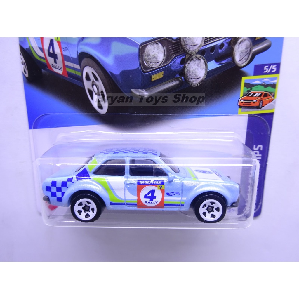 Hot Wheels 70 Ford Escort RS1600 Biru Muda Rally No. 4