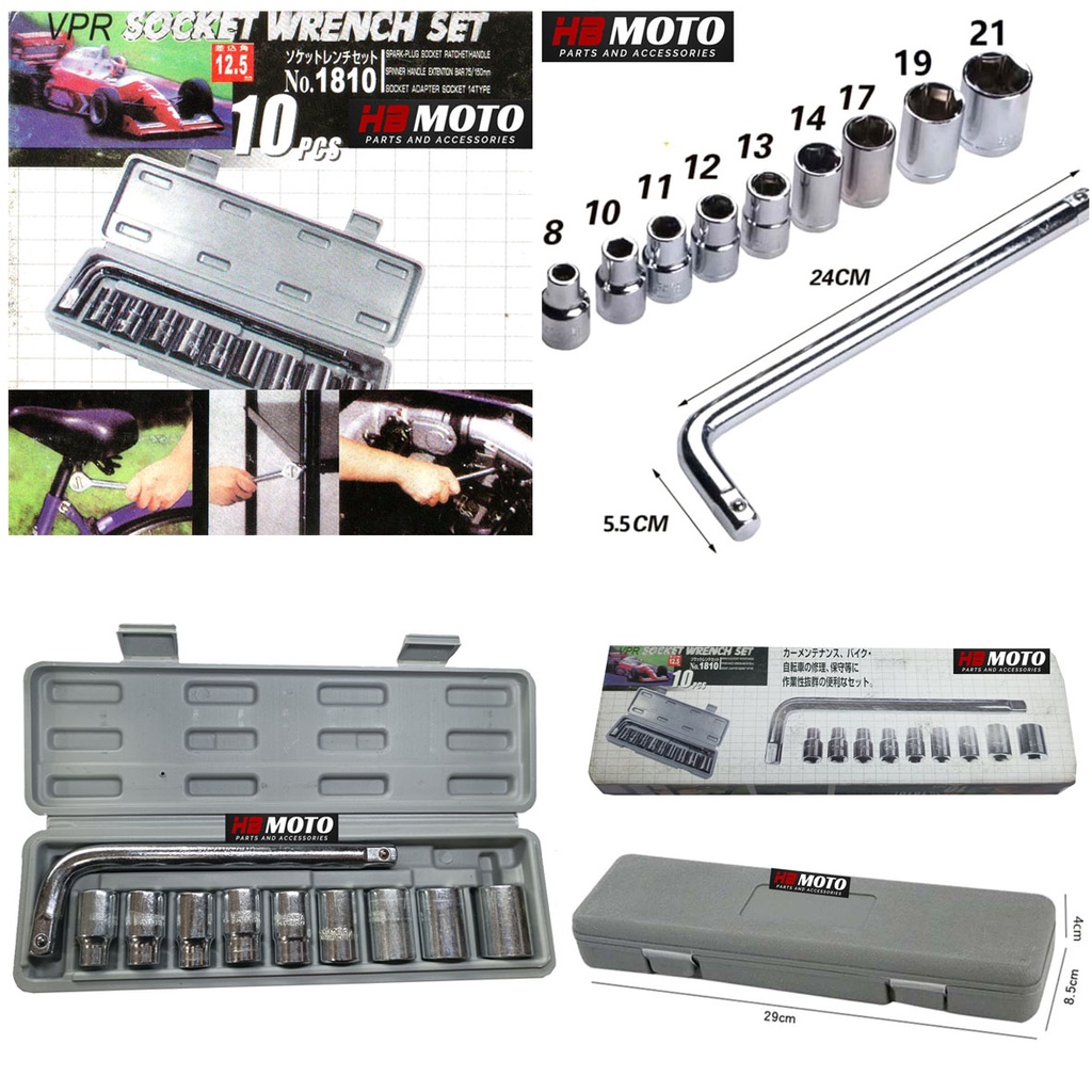 Kunci Sok Set / Socket Wrench Set 10pcs VPR 8 mm- 21mm/Socket wrench set Vpr/KUNCI SERBAGUNA/TEKIRO