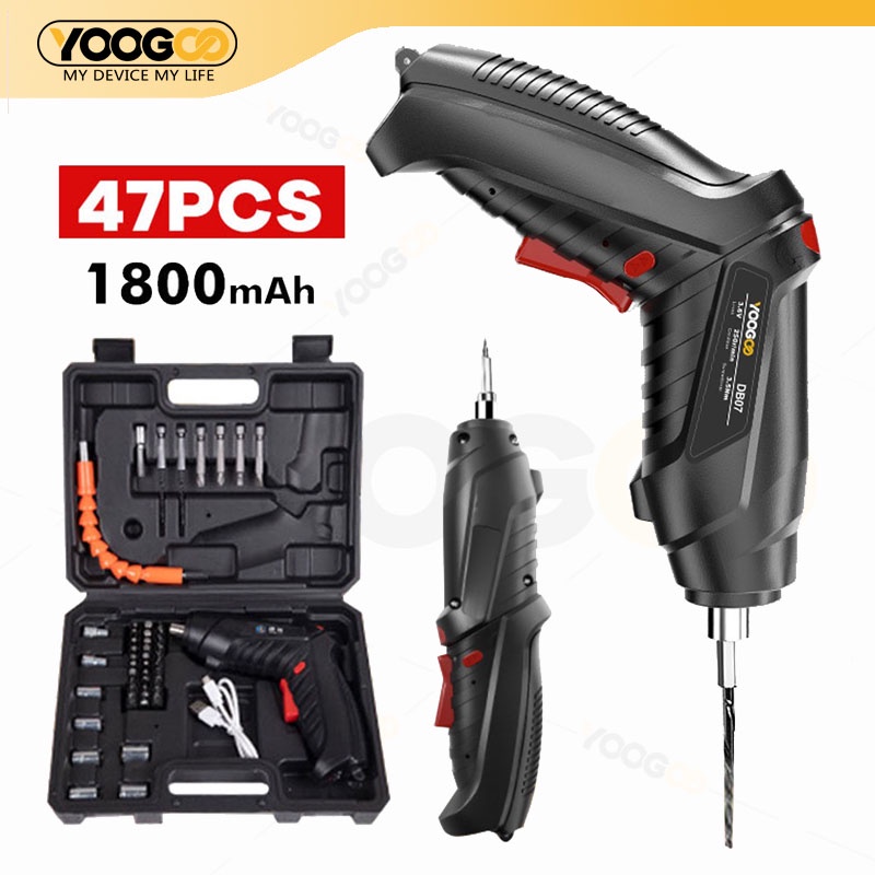 47pcs Cordless Drill Electric Screwdriver 3.6V Rechargeable Mini Portable Drill