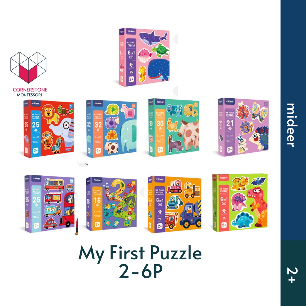 Cornerstone Montessori Mideer 3-6 pcs My First Puzzle Traffic Animal Mom Baby Geometry 12345 Garden 