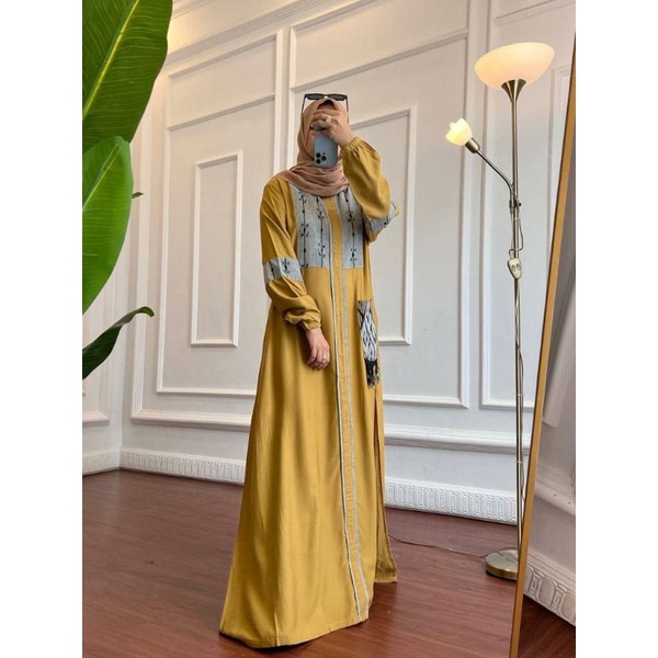 Dress kunyit muda etnik ori by anjani store/abaya dress by Zakiyah kaftan