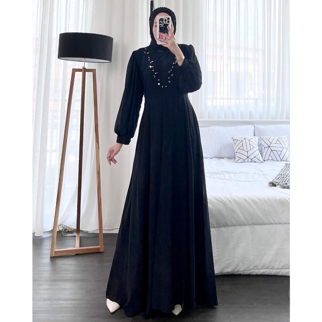 Baju Setelan Wanita Kekinian Fashion Muslim Vika Set Pashmina Gamis Ceruty Babydoll Bridesmaid Dress Baju Kondangan Wanita