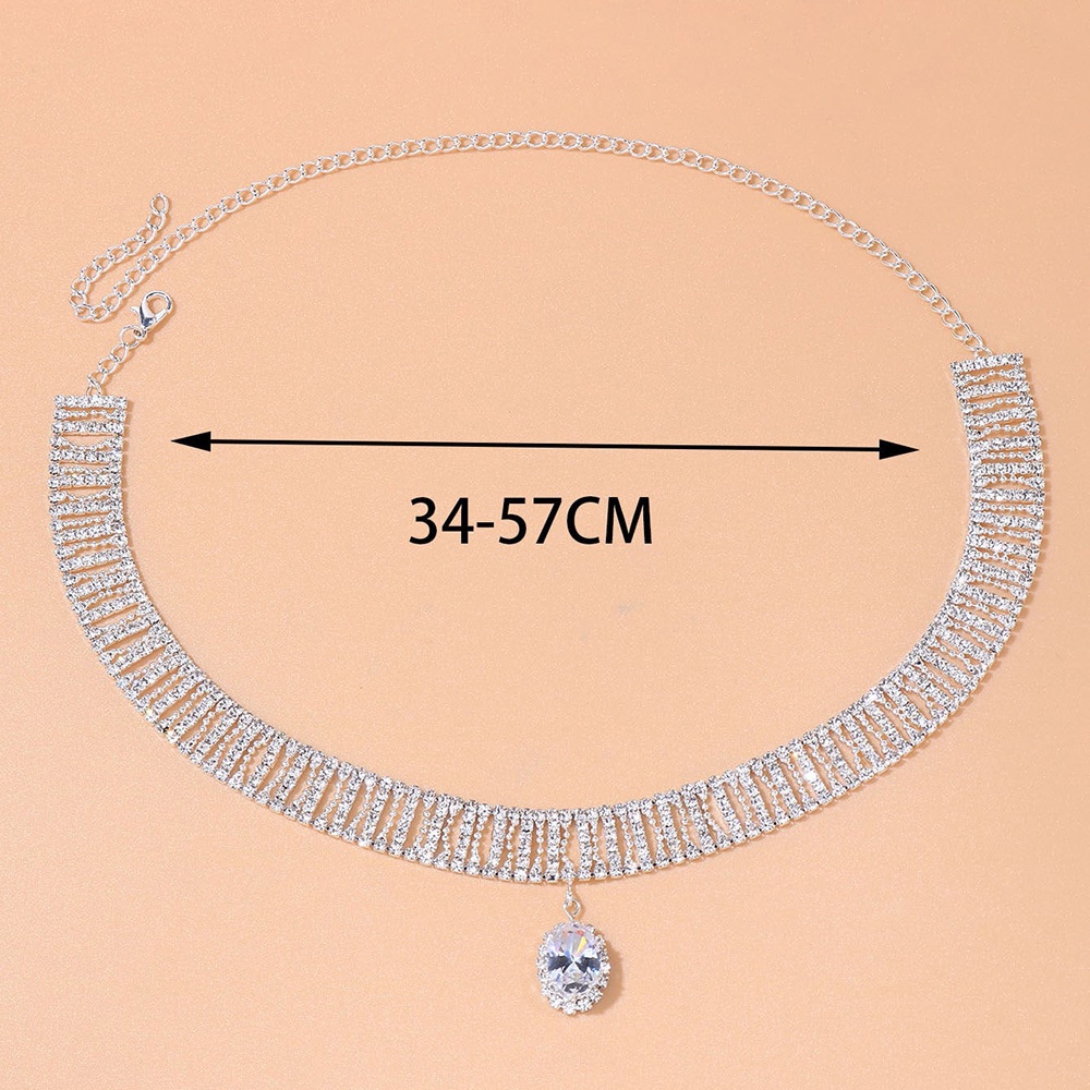 Kalung Desain Water Drop Mesh Aksen Berlian Imitasi Untuk Wanita