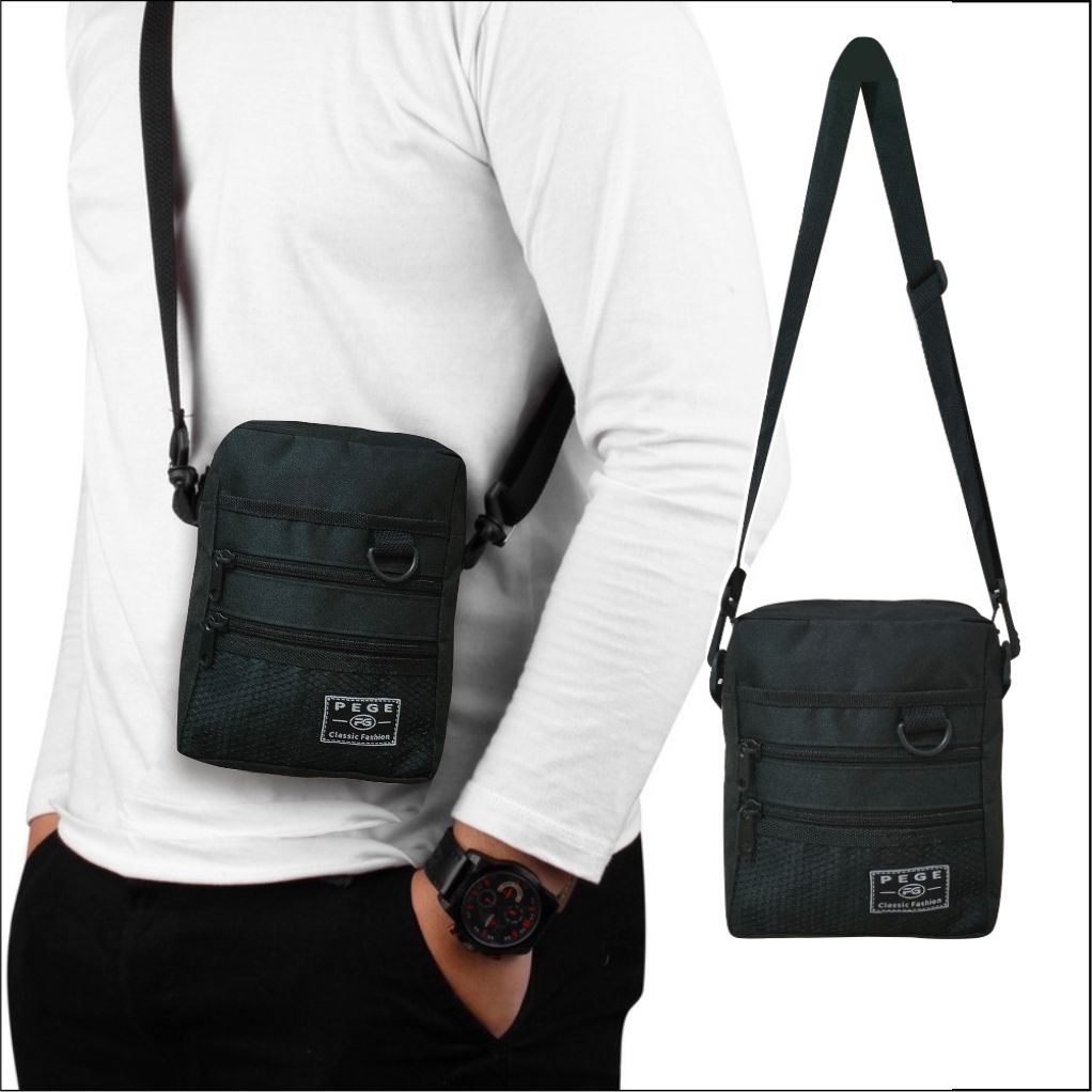 Tas Selempang Pria PEGE Slingbag Model Polos Simpel - PEGE - 8907