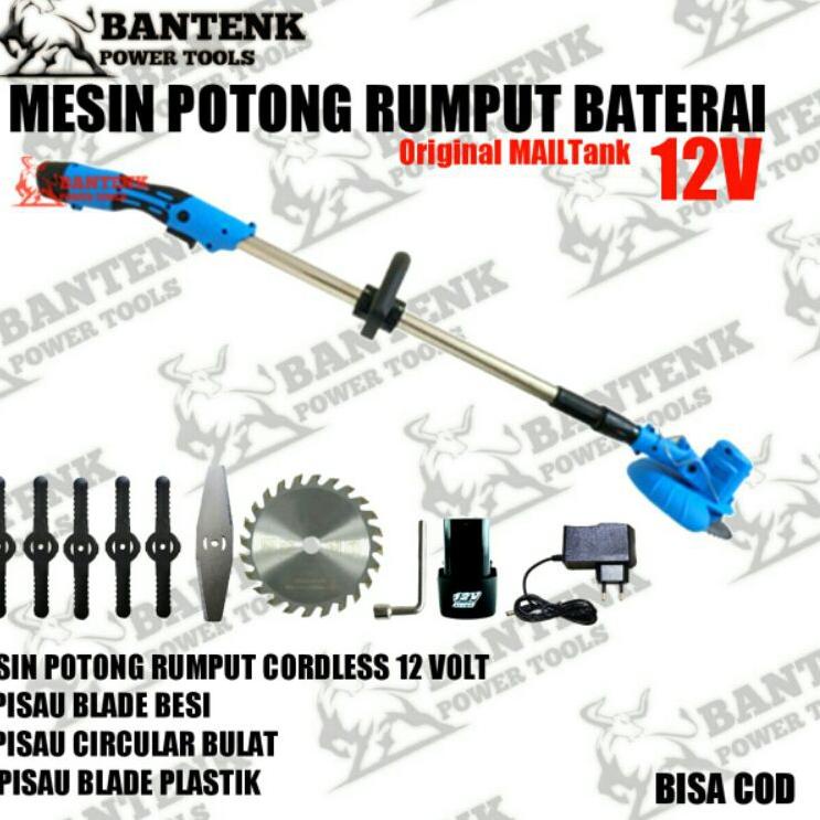 Jangan ketinggalan--MESIN POTONG RUMPUT CORDLESS 12V LENGKAP MAILTANK SH226. MESIN RUMPUT BATERAI TE