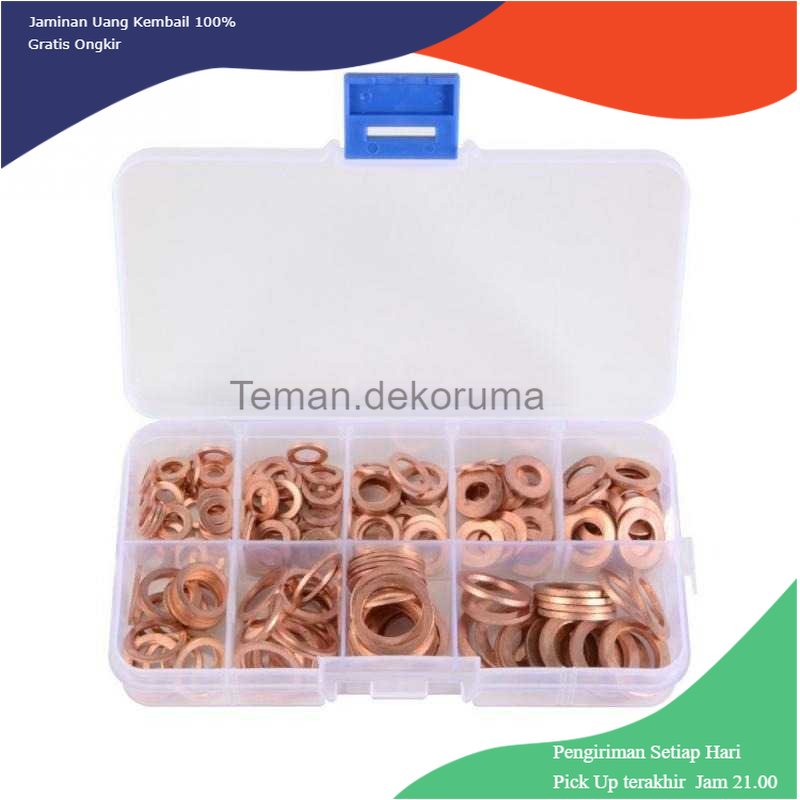 TD - PKK YUXIN Ring Baut Gasket Bolt &amp; Nut Flat Ring Tembaga 200PCS - ELC755