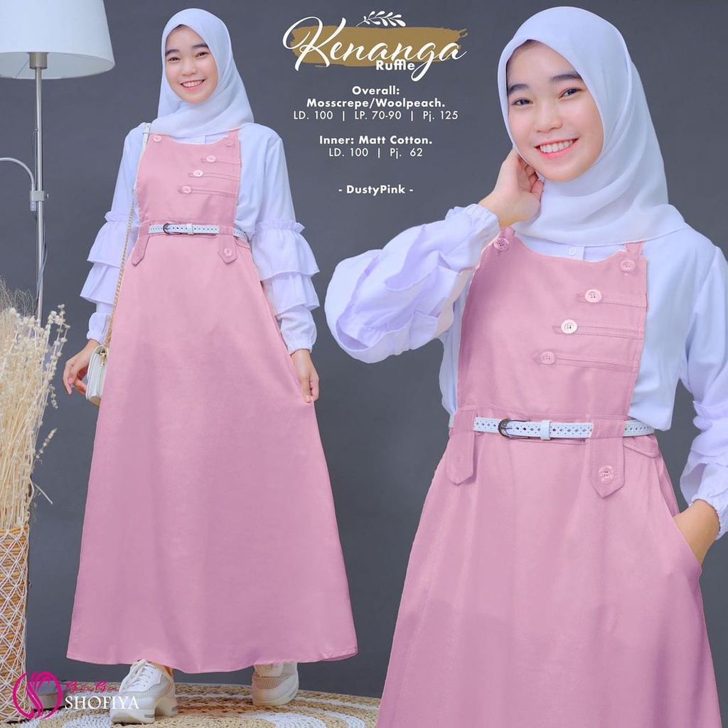 [NABILLA] SETELAN OVERALL KENANGA TERBARU / FASHION WANITA MUSLIM KEKINIAN / PAKAIAN PREMPUAN TERLAR