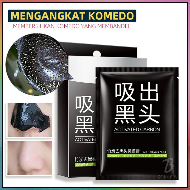 BIO AQUA MASKER WAJAH HITAM PENGHILANG KOMEDO ANTI JERAWAT BLACKHEAD MASK BAMBOO CHARCOAL AMPUH PRIA