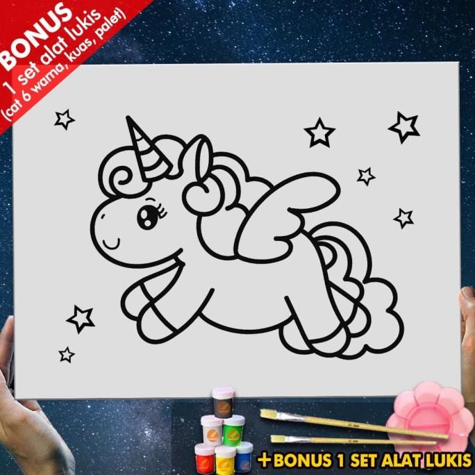 

Kanvas Lukis Anak Unicorn Flying Canvas Coloring Mewarnai MEL1207